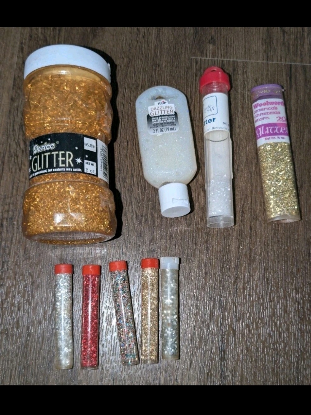 9 Vintage Glitter & Glitter Paint Darice Woolworth Assorted Types And Colors